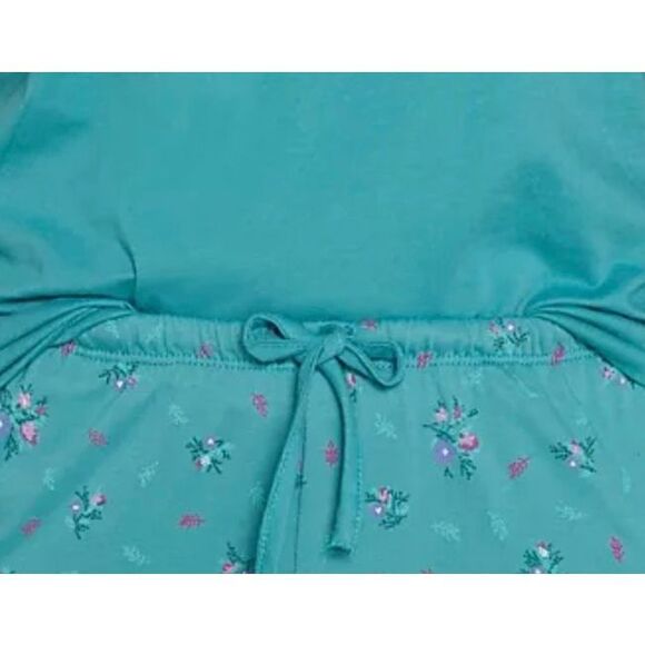 Carole Hochman Women's 3X Floral Cotton 3-Piece Pajama Set Teal NWT - Picture 4 of 5